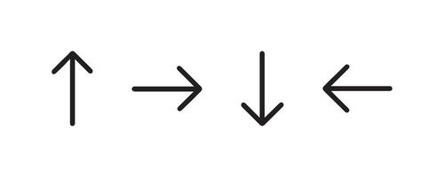 Directional arrow icons pointing up right down left vector