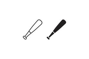 Baseball bat icons in outline and solid style vector