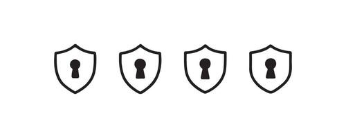 Security shield icon set with keyholes vector