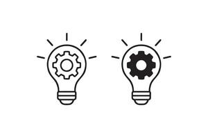 Gear and lightbulb icons for innovation concept vector