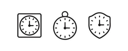 Clock icon set with outline style variations vector