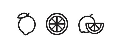 Lemon and citrus slice icons in outline style vector