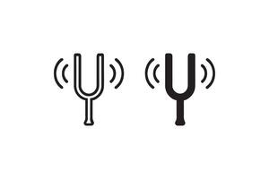 Tuning fork icons in outline and solid style vector