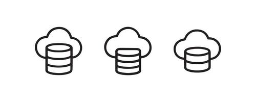 Cloud storage icons minimalist black and white design with server symbols. vector
