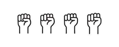 Minimalist fist icons in a row. vector