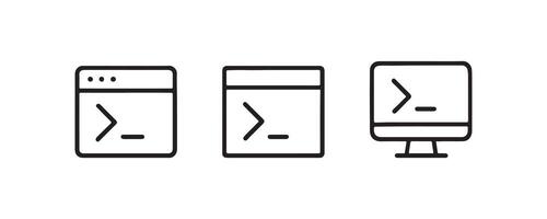 Minimal command line icons for web and desktop interfaces. vector
