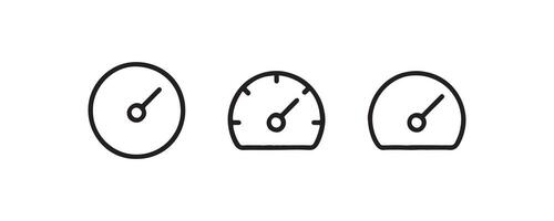 Speedometer and gauge icons in outline style vector