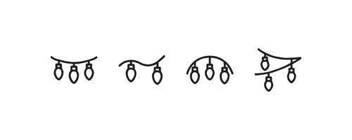 Simple christmas string light icons set on white background. vector