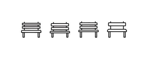 Minimalist black and white bench icons in a row. vector