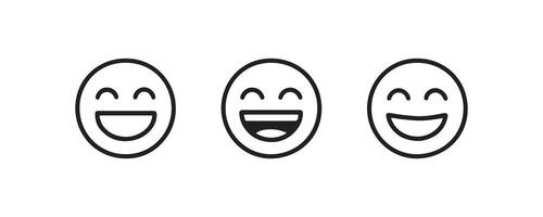 Three smiling face emojis in a row with joyful expressions. vector