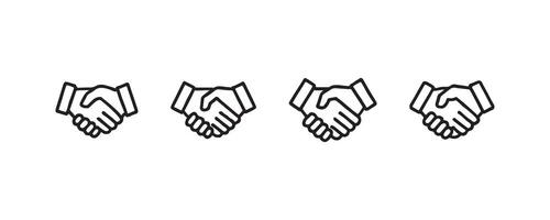 Linear sequence of handshake icons symbolizing agreement. vector