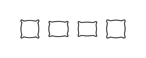Simple icon set of four black outlined pillows on plain background. vector