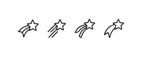 Minimalist shooting stars in various styles on white background. vector