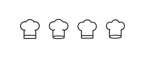 Set of four chef hat icons on white background. vector