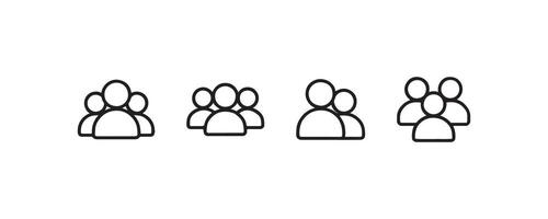 Simple black line group icon set on white background. vector