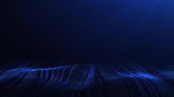 Abstract glowing digital cyber wave made of particles and dots moves on a blue background, big data visualization, futuristic and technological. Blue wave space. 4k 60fps VJ loop. video