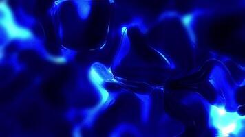 Abstract glowing liquid blue background. Technological macro in blue blur. Flashes on dark backdrop for cover, technology banner, web design. 4k 60fps VJ loop. Stylish 3D Abstract Animation video