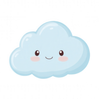 cute, smiling cloud with soft blue color and rounded shape, exuding cheerful and friendly vibe. This adorable weather element brings joy and warmth to any scene png