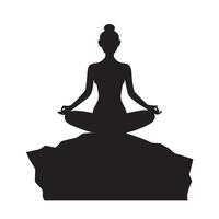 Meditation Woman On Cliff Silhouette vector