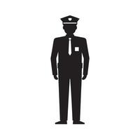 Police Officer Standing Guard Silhouette vector