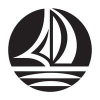 Outlined sail emblem for marine brand vector