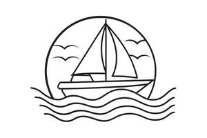 Sailboat twilight outline for print use vector