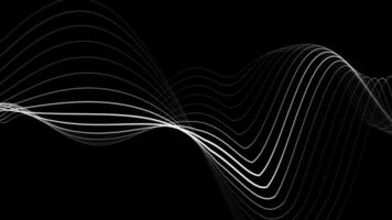 Line wave black background. Flowing 3D digital sound waves or data transfer process. 60fps VJ loop. Abstract concept of big data analysis, artificial video