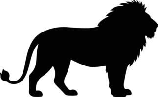 Majestic lion simple black outline, Royal lion silhouette view vector