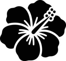 Elegant Black Hibiscus Flower Silhouette, Graceful Black Flower Line Drawing vector