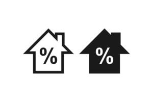 house with percentage sign icon and outline vector