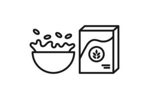 wheat cereal and milk in a bowl icon outline vector