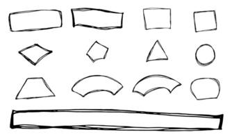 Set of doodle shapes written with pen. Frames sloppy for notes. Sketch idea design template vector