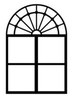 Window frame in elegant style with arch. Silhouette black vector