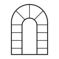 Window frame in elegant style with arch. Silhouette black element vector