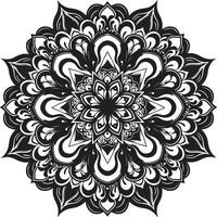 Intricate Black and White Mandala Design with Floral and Geometric Patterns vector