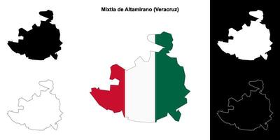 Mixtla de Altamirano municipality, Veracruz outline map set vector
