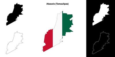 Abasolo municipality, Tamaulipas outline map set vector