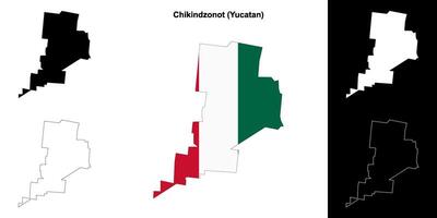 Chikindzonot municipality, Yucatan outline map set vector