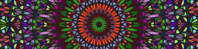 Geometrical oriental psychedelic flower pattern background - circular abstract colorful design vector
