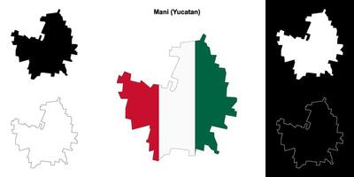 Mani municipality, Yucatan outline map set vector