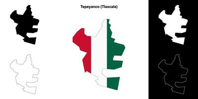 Tepeyanco municipality, Tlaxcala outline map set vector