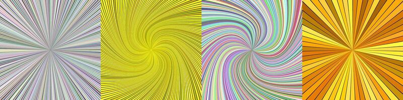 Abstract geometric ray burst and swirl background set vector
