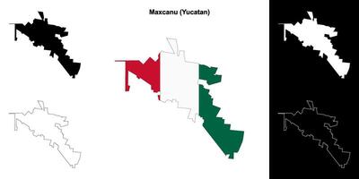 Maxcanu municipality, Yucatan outline map set vector