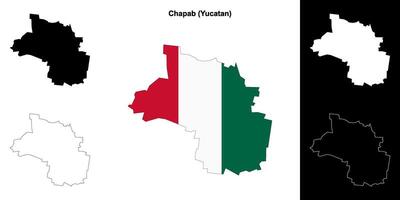 Chapab municipality, Yucatan outline map set vector