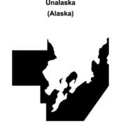Unalaska, Alaska blank outline map vector