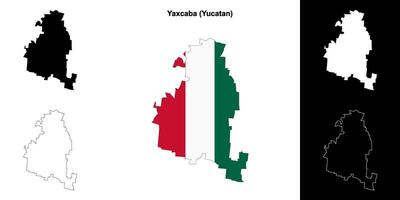Yaxcaba municipality, Yucatan outline map set vector