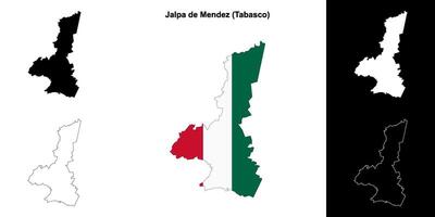 Jalpa de Mendez municipality, Tabasco outline map set vector