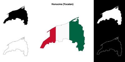 Hunucma municipality, Yucatan outline map set vector