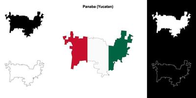 Panaba municipality, Yucatan outline map set vector