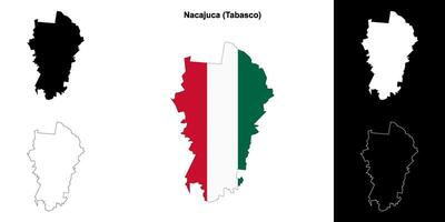 Nacajuca municipality, Tabasco outline map set vector